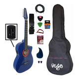 Guitarra Electroacústica Vego Comercial G04900 Azul Madera Dura Barnizado