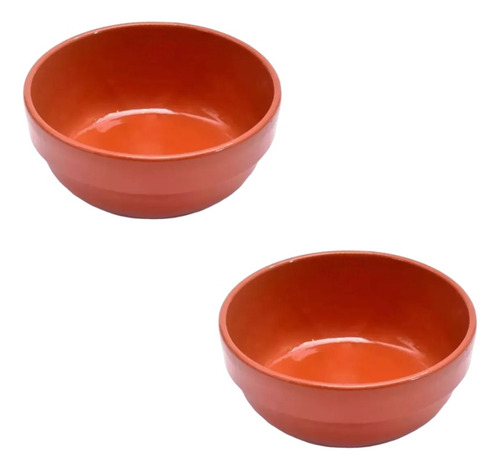 Set X 2 Cazuelas De Barro Esmaltadas Apilables 10cm