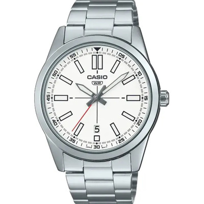 Reloj Casio Caballero Blanca Mtp-vd02d-7eudf Color de la correa Plateado Color del bisel Plateado Color del fondo Blanco | Envío gratis