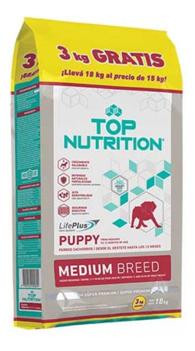 Top Nutrition Puppy/cachorro Raza Mediana X 15+3 Kg