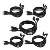 5 Cabos Rca 1 Metro Technoise Série 100 Pro Conector L Preto