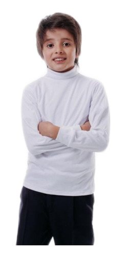 Buzo Blanco Cuello Torturga Algodón Niños Escolar Uniforme