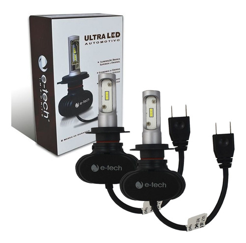 Kit Lampada Ultra Led E-tech Encaixe H7 8000k 6000 Lumens