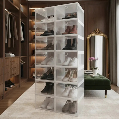 Cajas Transparentes Organizadoras De Zapatos 12 Piezas Color Blanco | Envío gratis