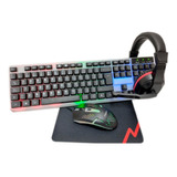 Combo Kit Gamer 4 En 1 Teclado Mausers Gaming Led Rgb Pc