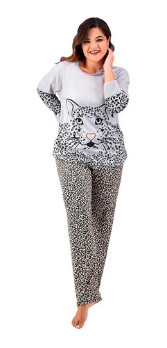 Pijama Para Dama Leopardo Calientita Y Suave Flannel 10344 