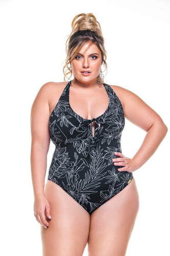 Maiô Body Plus Size Sem Bojo Com Nó Calcinha Comportada