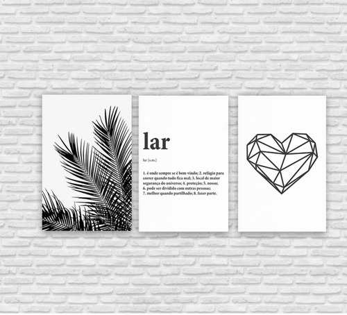 Kit Quadros Decorativos Lar Frase Love Para Sala Quarto