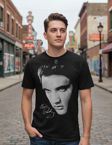 Playera Elvis Presley El Rey Del Rock Color Negro