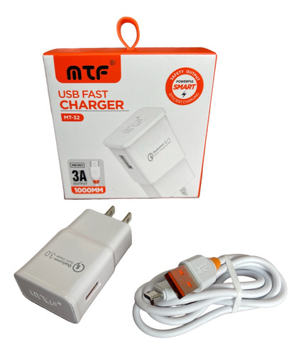 Cargador Rapido Para Android Mtf Cubo + Cable Entrada V8