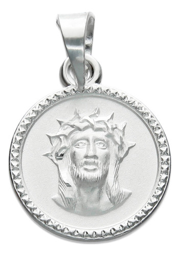 Medalla Red Rostro De Cristo Mate Especial En Plata .925