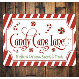 Lata Metálica Retro Candy Cane Lane Tradicional Navidad Dulc