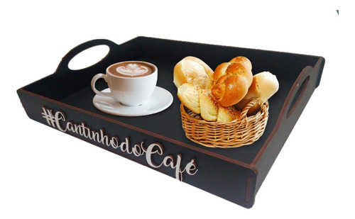 Bandeja Cantinho Café Decoração 30x39cm Madeira Mdf Oferta