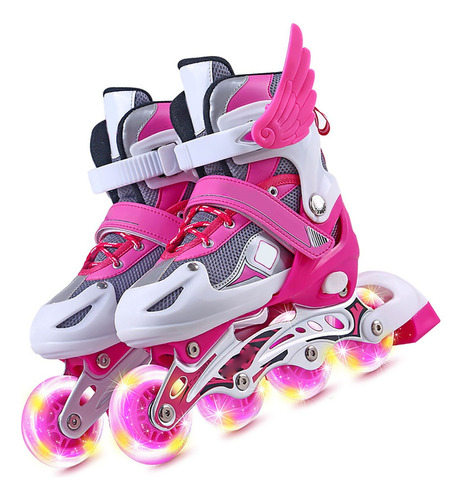 Patines En Línea Niño Niña Ajustables Led Protección Básica