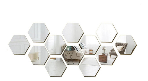 Espejo Boria Wall Art Adhesivo Tipo Espejo Hexagonal (8 Piez