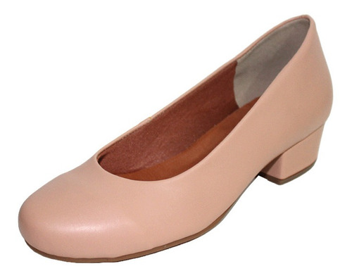 Sapato Feminino Salto Grosso Uniforme 3cm Nude Mod. 2146