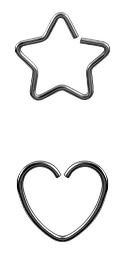 2 Piercing Aros Forma De Corazon O Estrella De Acero Quirurgico Colores A Eleccion! Mujer Niñas Unisex