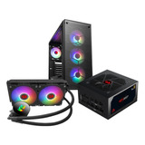 Combo Gabinete Negro Abanicos Rgb, Fuente 850w, Cooler Agua