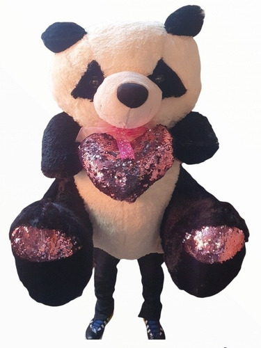 Oso Panda  De Peluche Jumbo + Corazon+ Msi + Decorado +envio