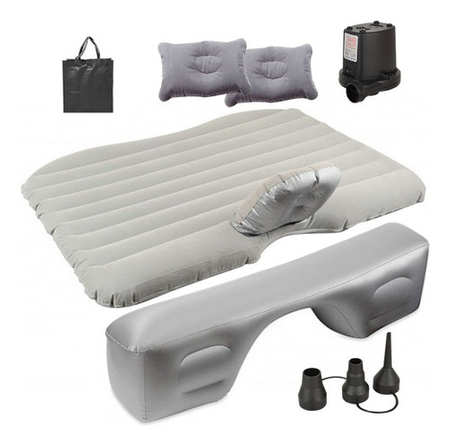 Colchon Inflable Auto Cama + Compresor + 2 Almohadas Camping