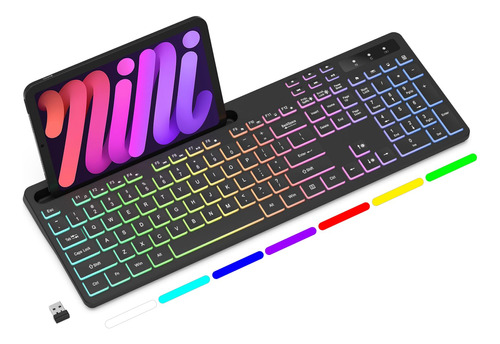 Soueto Teclado Inalambrico Con Retroiluminacion De 7 Colores