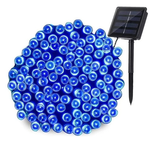  Guirnalda Solar Azul  10 Metros 100 Led  Navidad Decoración