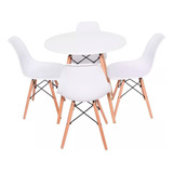 Conjunto De 4 Cadeiras Eames + Mesa Redonda Vintage Madeira 