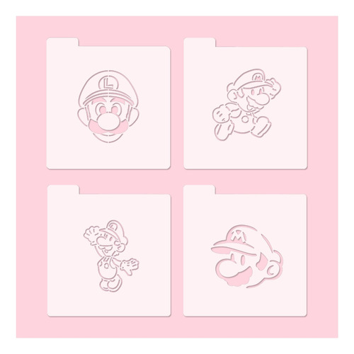 Stencil Set X4 Mario Bros 3 Repostería Porcelana Cookies