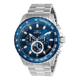 Reloj Hombre Invicta Speedway 48 Mm Wr 100 M 24212 Color De La Correa Plateado Color Del Bisel Azul Color Del Fondo Azul