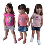 Kit 3 Blusa Menina Infantil Camiseta Feminina Promoção 