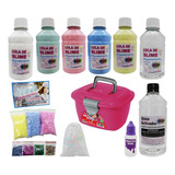 Kit Para Slime Colas Azul Rosa Amarela Verde Clear E Branca