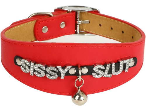 Collar De Gargantilla Sissy Slut Para Mujer, Collar De Cuero