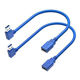 Cable De Extensión Usb 3.0, 1 Pie, Paquete De 2, 90 Grados A