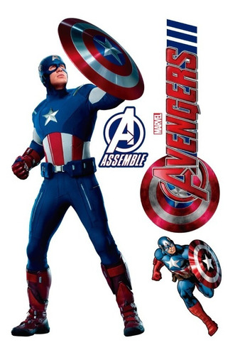 Decoración Cuarto Pared Vinil Avengers Capitán América 80x35