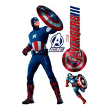 Decoración Cuarto Pared Vinil Avengers Capitán América 80x35