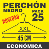 Perchas De Alambre X25 - Perchón Económico 45cm - Negro
