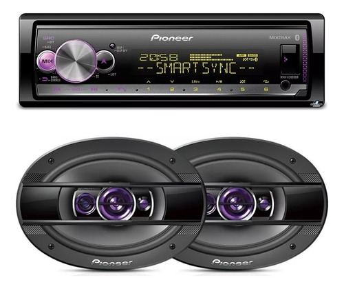 Aparelho Pioneer Mvh-x300br Bluetooth + Falante 6x9 Ts-6960