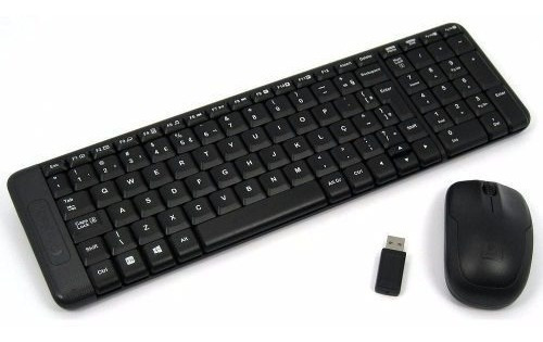 Teclado E Mouse Wireless Logitech Mk220 Usb Preto Sem Fio