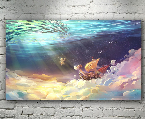 Cuadro Decorativo Anime Barco Nubes Mar One Piece 35x55cm