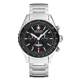 Reloj Swiss Military Smwgi0000303 Para Hombre Cronografo Color De La Malla Plateado Color Del Bisel Gris Color Del Fondo Negro