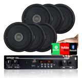 Kit 6 Caixas Som Ambiente Teto 5p Pt+ Amplificador Bluetooth