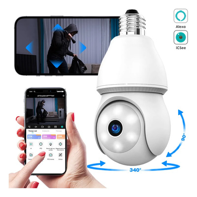 Cámara De Seguridad Bombilla Wifi 360° E27 Con App Móvil White | Envío gratis