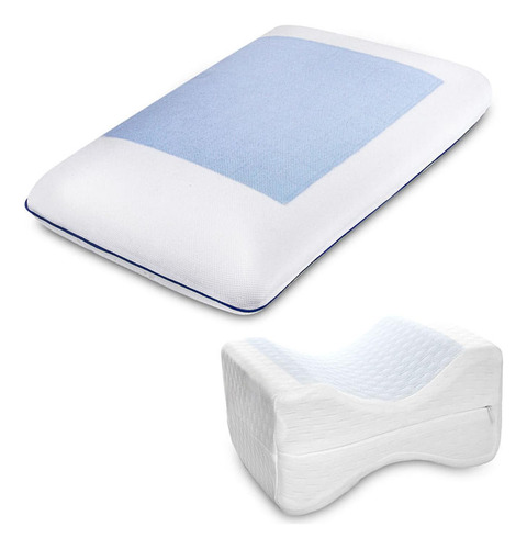 Set X2: Almohada Con Gel + Almohada Para Piernas Ortopédica