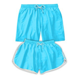 Short Casal Mozao Liso Mauricinho Moda Praia