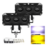 Par Faro Led Auxiliar Doble Color 3 Lente Para Moto Auto