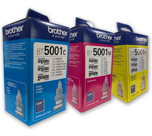 Combo 3 Botella Tinta Brother 1 Bt5001c 1 Bt5001m 1 Bt5001y