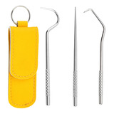 Kit De Palillos De Dientes De Acero Inoxidable, Limpieza De