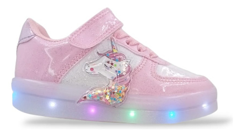 Tenis De Luz Led Rosa Unicornio Para Niñas