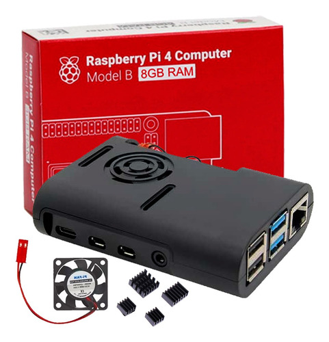 Kit Raspberry Pi4 B 8gb Fonte Case Cooler 64gb Microhdmi