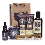 Kit Barba 2 Balm, 1 Óleo, 1 Shampoo E 1 Pente De Madeira